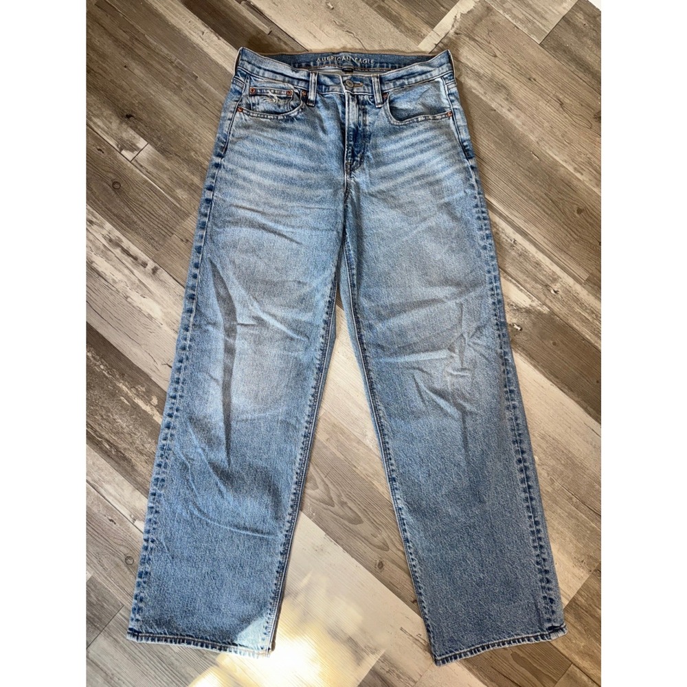 American Eagle Stovepipe Jeans Womens Light Wash Strigid Straight Leg Size 6L - Picture 2 of 7